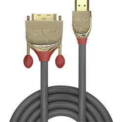 LINDY HDMI / DVI Adapterkabel HDMI-A Stecker, DVI-D 18+1pol. Stecker 10.00 m Grau 36198 HDMI-Kabel