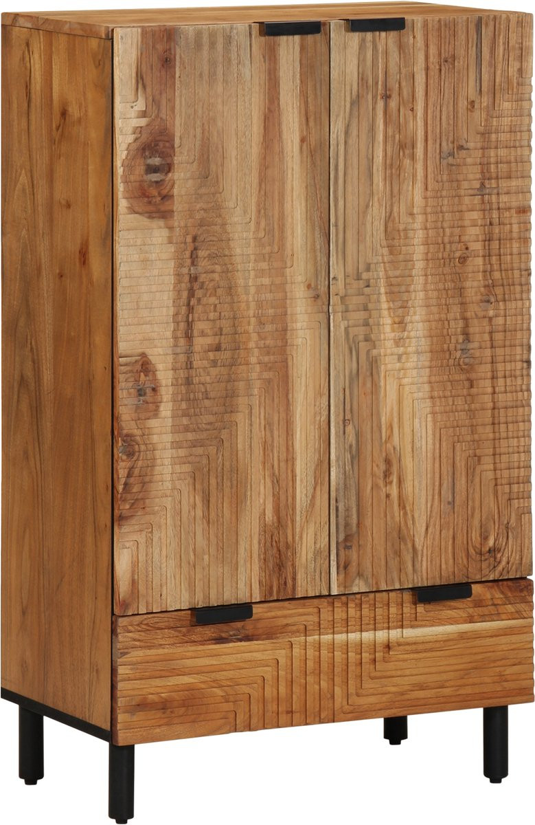 vidaXL Highboard van massief acaciahout in naturel, B/D/H: 60 x 33 x 100 cm