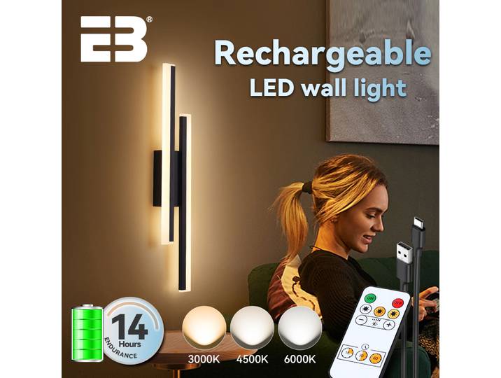 Appliques murales intérieures à LED sans fil rechargeables à piles, magnétiques et à intensité variable, 50 cm
