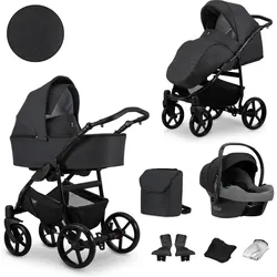 Kunert, Kinderwagen, MATA 3in1 Babywagen in Anthrazit/Graphit mit schwarzem Gestell und Tragetasche