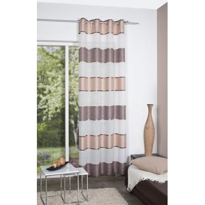 Vorhang HOME WOHNIDEEN "WALTER" Gr. 3, braun (cappuccino), B:140cm H:225cm, Polyester, Gardinen, Ösenschal WALTER Querstreifen