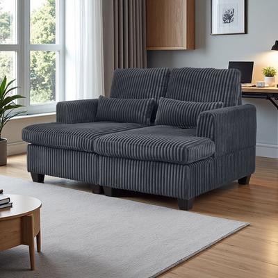 ZWYO HOSIMU "61"" Fluffy Corduroy Loveseat with Square Armrests, Adjustable Back, and Space-Saving Design, Sofa with Modular Freedom"