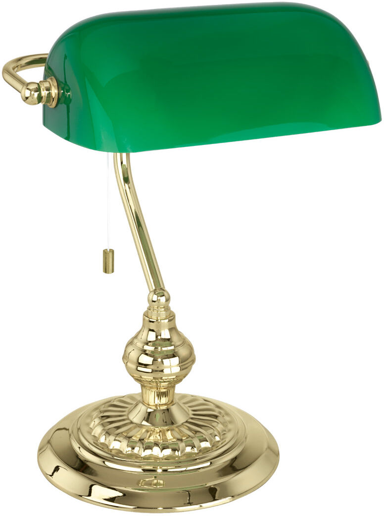 Three Posts Arata Metal Bankers Lamp Lacquered Green/Brass 39cm H X 27.5cm W X 27.5cm D