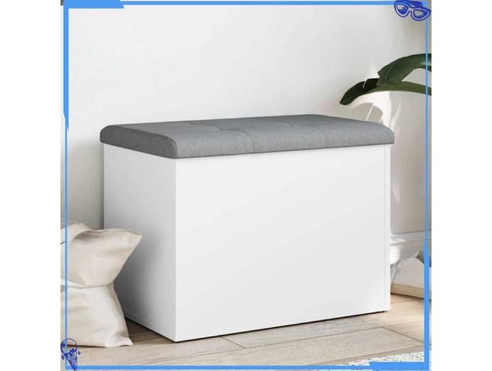 Banc de rangement - 62x42x45 cm - Bois d'ingénierie - Blanc - Pièce Maîtresse Contemporaine - Idéal pour la Maison - Pour Intérieur