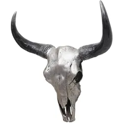 Décoshop26 - Dekorativer Schädel 45 cm Polyresin Stierkopf Longhorn Silbertrophäe 04_0006600 04_0006600