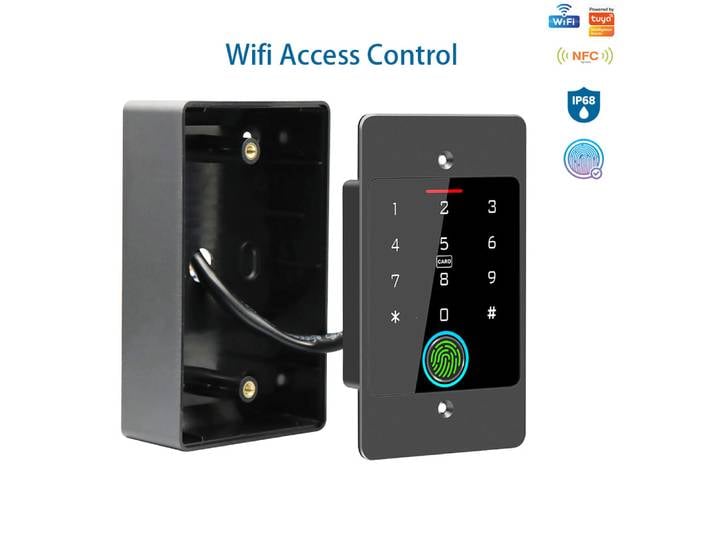 Clavier de contrôle d'accès par empreinte digitale autonome WiFi compatible avec l'application Tuya, étanche, rétroéclairé, pour installation encastrée, lecteur d'ouverture de portail.