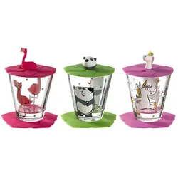 LEONARDO Kinder Trink - Set 9-tlg. Flamingo /Einhorn / Panda  Bambini ¦ Glas ¦ Maße (cm): B: 8,5 H: 10