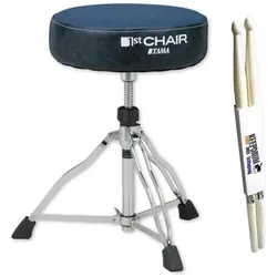 Tama Schlagzeughocker HT430CVNB Rundsitz Blau mit Schlagzeugstöcken, Schlagzeug Zubehör, Blau