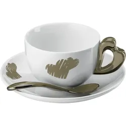 Love Cappuccino-Tassen sandfarbig mit Untertassen 2 St.