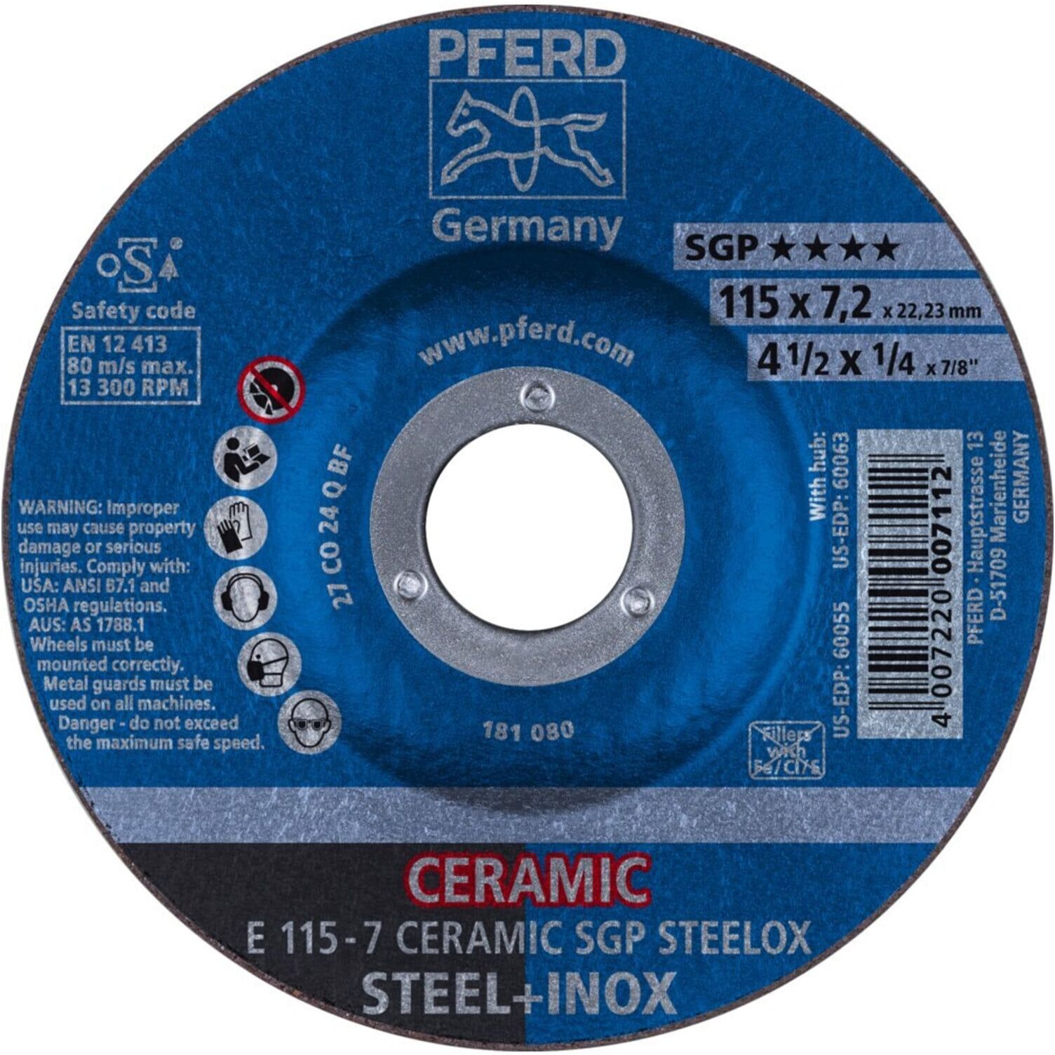 Pferd Schruppscheibe gekröpft CO24QSG 115x7,2mm (62211300)