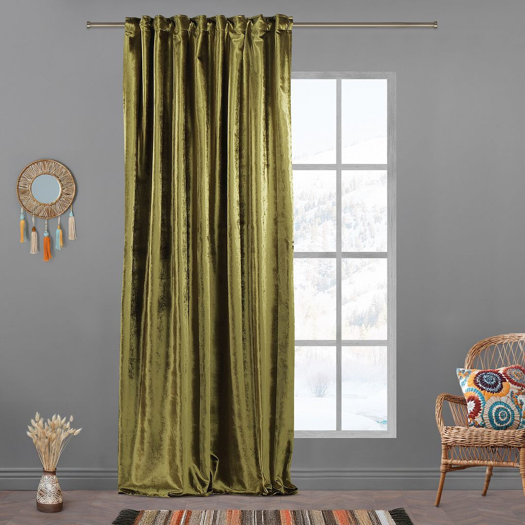 Lilijan Home & Curtain Extra Long & Extra Wide Shiny Velvet Curtain Panel (customized) Limone 140cm Width x 245cm Drop