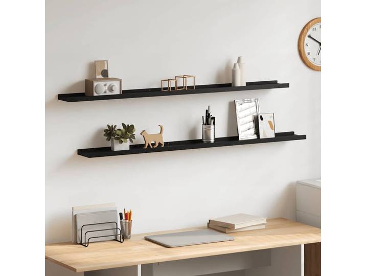 vidaXL Wandregale 2 Stk. Schwarz 115x9x3 cm