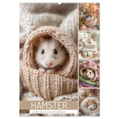 Hamster - süße Tiere zum Verlieben (Wandkalender 2027 DIN A2 hoch), CALVENDO Monatskalender