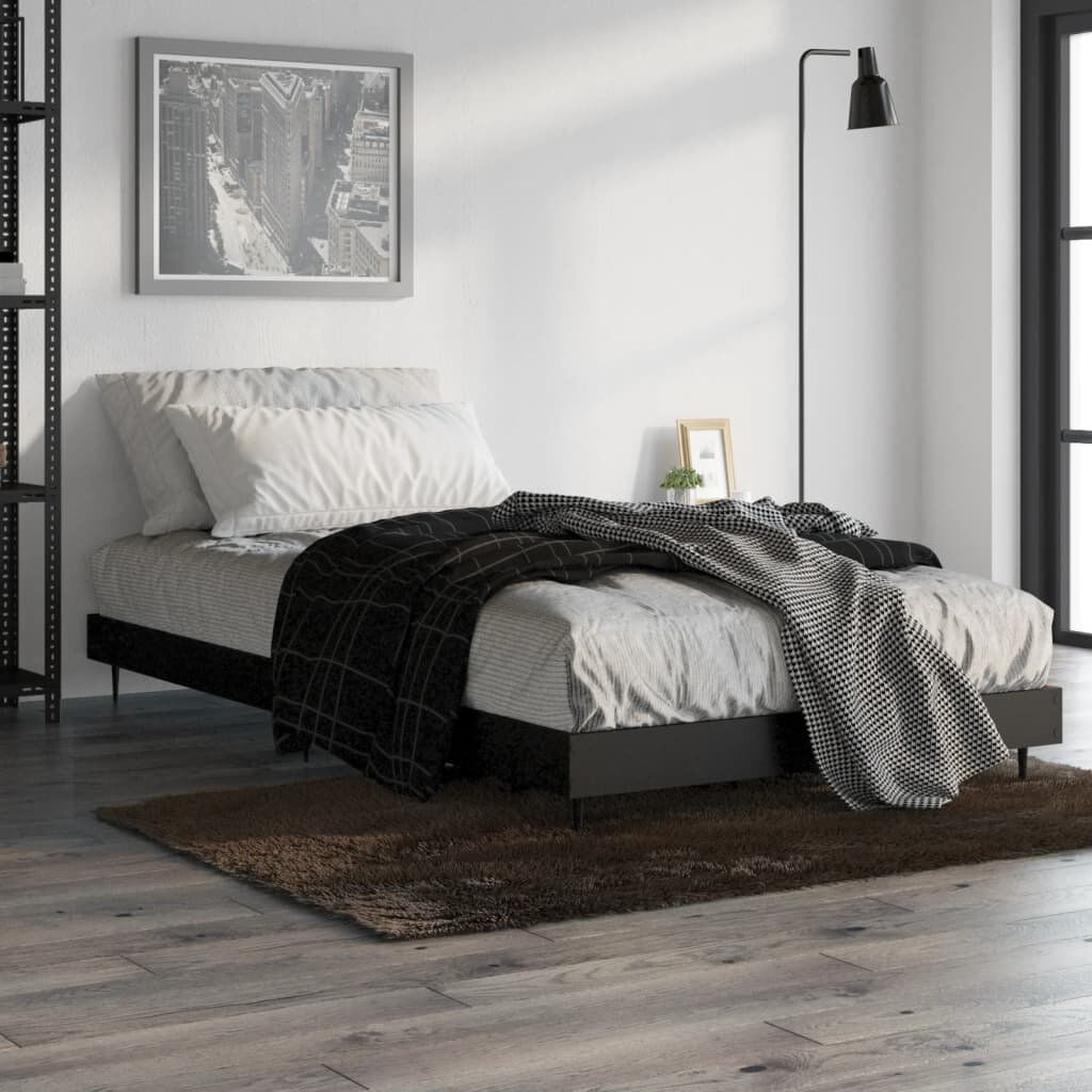 17 Stories Loginov Bed Frame Black 90 x 200cm