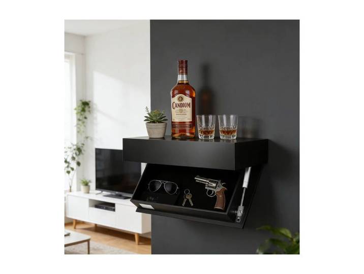 Étagère Murale Flottante avec Compartiment Secret Caché – Coffre de Rangement Dissimulé pour Salon Bureau Chambre et Cuisine