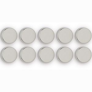 Maul Magnete 61820, silber, Neodym Magnet, Ø 12 mm, Höhe 5 mm, Scheibenmagnet, 10 Stück