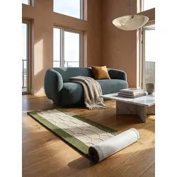 Läufer geometrisch Erdtöne-Grün 60 x 230 cm - DARENT   Kadima Design
