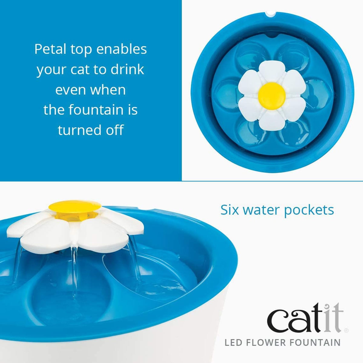 CATIT Fontana Flower Led Blu per Gatto 3L