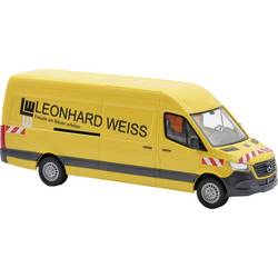 Busch 52641 H0 Bus Modell, Einsatzfahrzeug Modell Mercedes Benz Sprinter Kastenwagen, Leonhard Weiss, gelb mit schwarz/weißer Bedruckung