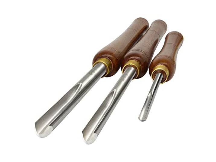 KEEBI 3 stücke HSS Schüssel Gouge Drehmeißel Holzdrehwerkzeuge, HSS Spindel Schüssel Gouge Set Holzdrehmeißel Holzdrehwerkzeug Drehmaschine Zubehör Mit Walnussgriff