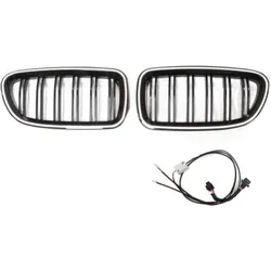 LED-Kühlergrill mit Doppelsteg in Schwarz glänzend passend für BMW 5er F10 F11 2010–2017