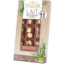 Les Chocolats de Pauline Milchschokolade 40% Kakao mit Haselnuss bio