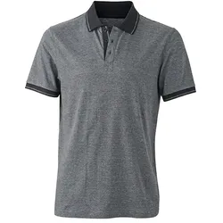 Polo-Shirt Melange "JN706" - 3XL - black-melange/black
