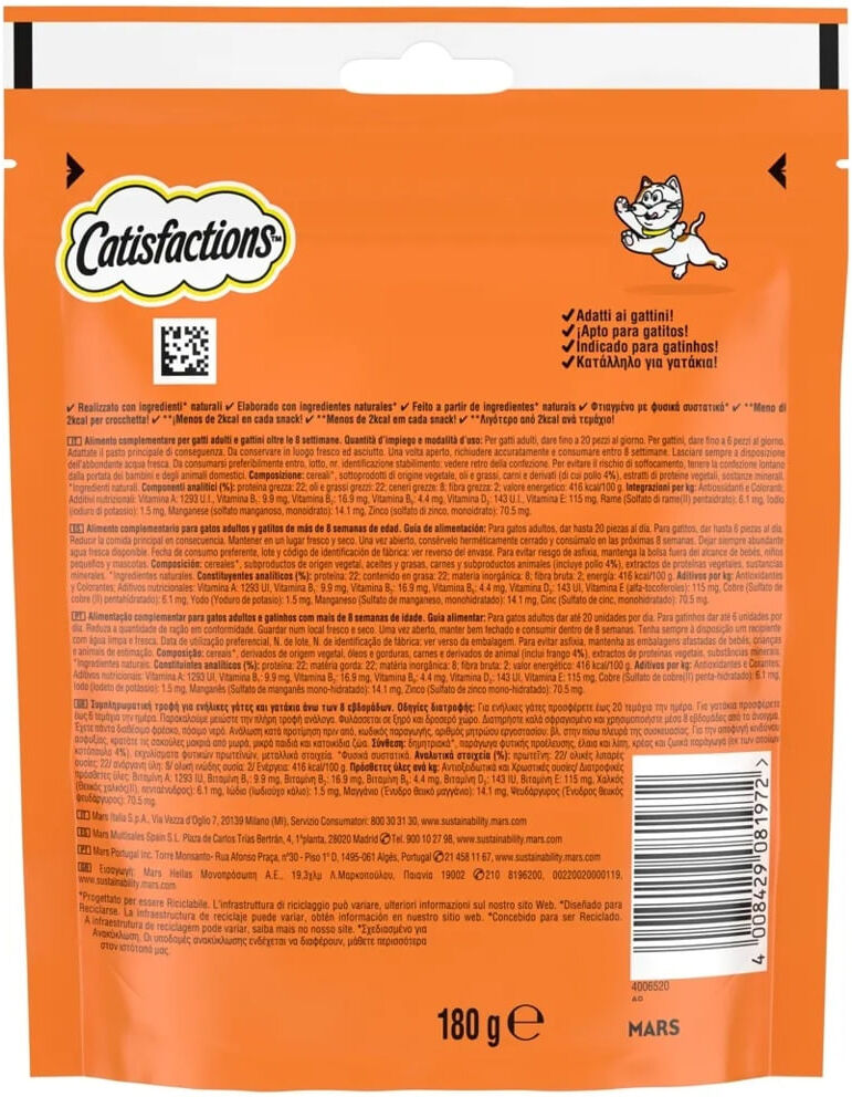 Kit Risparmio 3x180G Catisfactions Snack Gatto POLLO