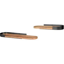 riess-ambiente Wandregal PURE NATURE - modern 2er Set 60cm schwarz Mangoholz massiv Metall handmade