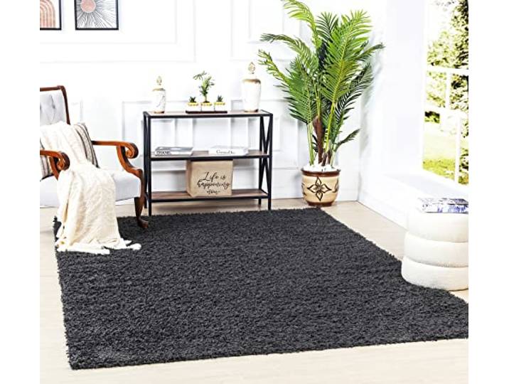 Surya Home Shaggy Berber Teppich - Flauschiger Teppich für Wohnzimmer, Esszimmer, Schlafzimmer, Langflor Hochflor Teppich flauschig - Teppich groß 160x220 cm, Wohnzimmerteppich in Dunkelgrau