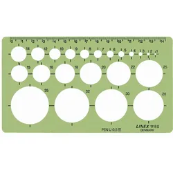 LINEX Kreis-Schablone 118S 1-35mm 22 Kreise grün Packung mit 10 Stück