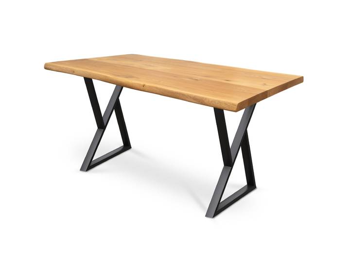 Esstisch 160 x 80 cm Eiche massiv/Doppel-Dreieck-Tischgestell...