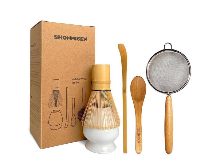 Matcha Set 5-teiliges Set, Weiß, Naturmaterialen, 11x1.5x22 cm, Geschirr, Kannen & Karaffen, Kaffeezubehör & Teezubehör