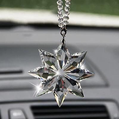 Uplifted Finds Transparent Crystal Snowflakes Car Pendant Decoration Ornaments Sun Catcher Snowflake Hanging Trim Accessories Christmas a
