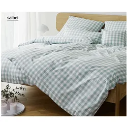 Elegante Bettwäsche Quadro - 155x220 cm + 40x80 cm	salbei