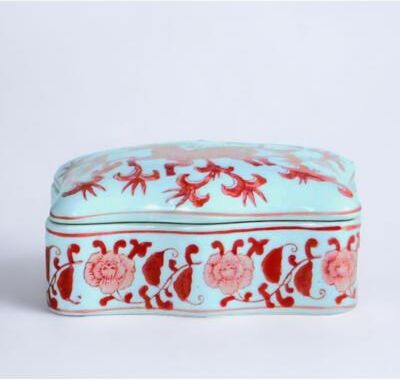 Orchard Creek Designs Porcelain Lidded Box with Chinoiserie Deer Design