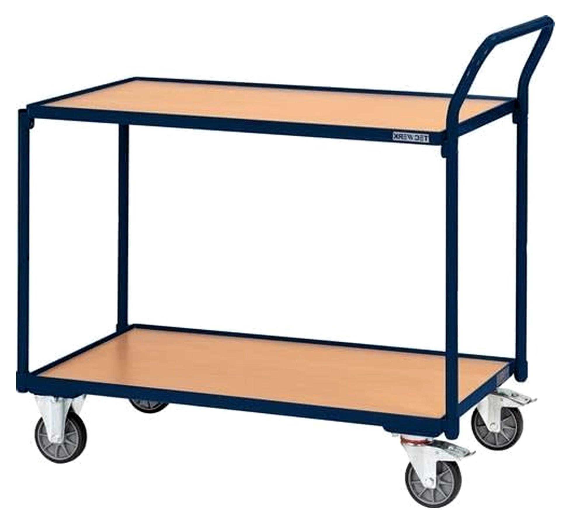 Tischwagen 2 Ladeflächen L850xB500mm saphirblau Trgf.300kg Bü