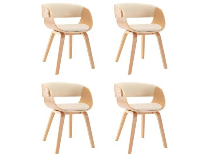 KDVXBCQJH 4er Set Esszimmerstühle Bugholz Kunstleder Cremeweiß Stilvolle Polsterstühle mit stabilem Holzrahmen für Esszimmer und Küche. Weicher Kunstlederbezug in Cremeweiß.