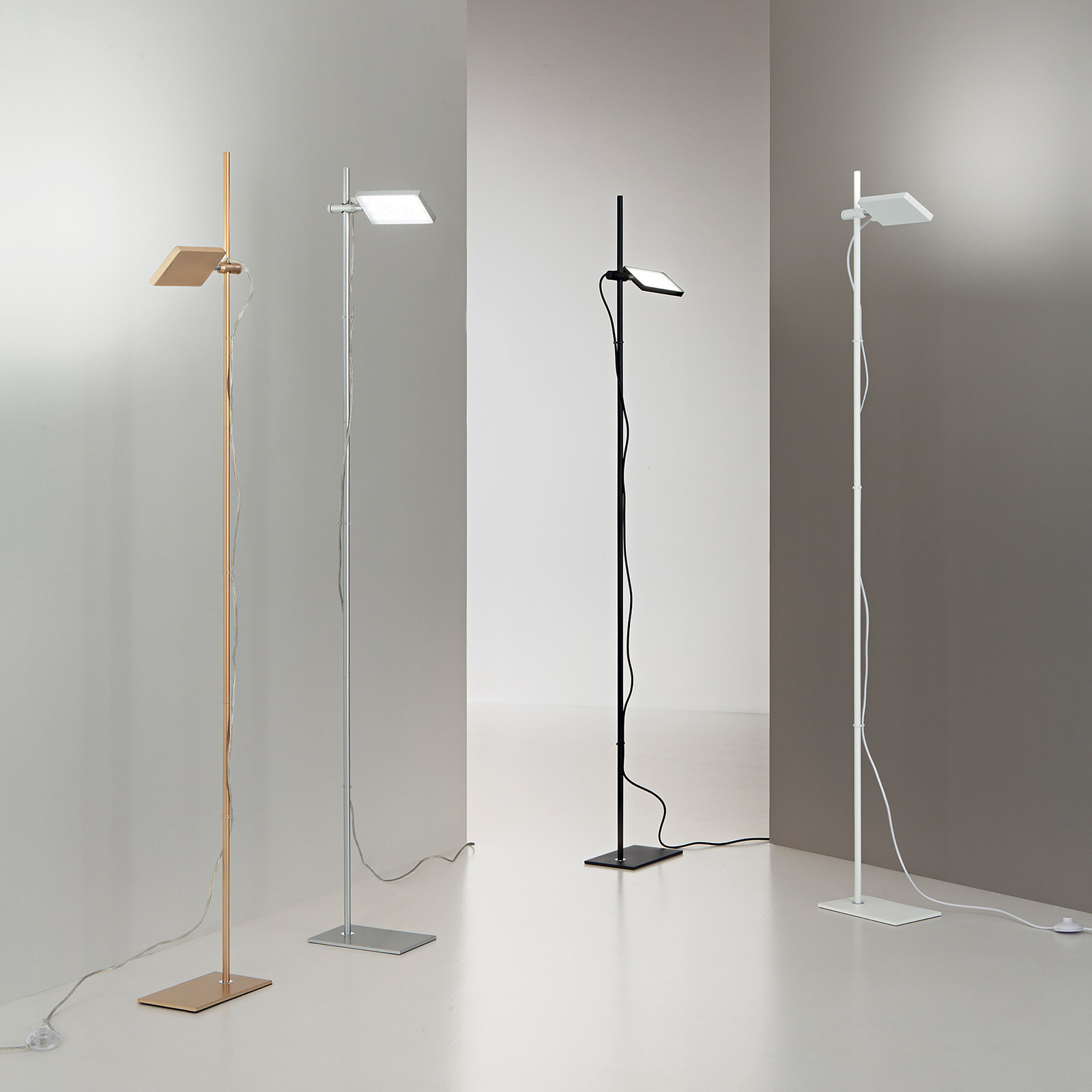 home24 Staande LED-lamp Book grijs, B: 25 cm, D: 16 cm, H: 182 cm