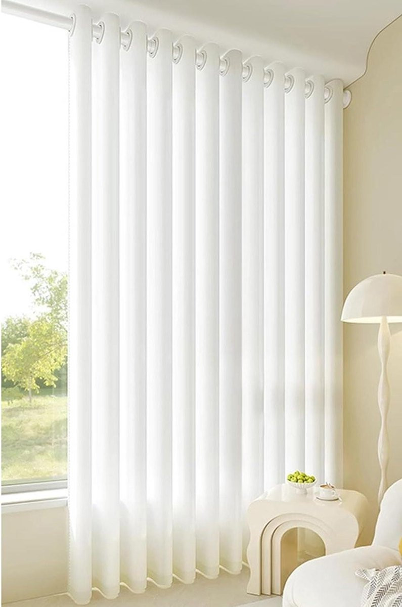 Wit Glasgordijnen Set - Half-transparante Voile Gordijnen - 107 x 244 cm