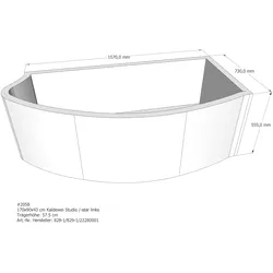 Badewannenträger passend für Kaldewei Studio links 170 × 90 × 43 cm