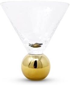 Vivience Hammered Dessert Glasses on Gold Ball Pedestal, Set of 6
