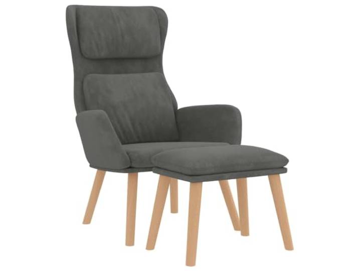Heofavd Relaxsessel mit Hocker Dunkelgrau Samt Polstersessel 2-TLG Set