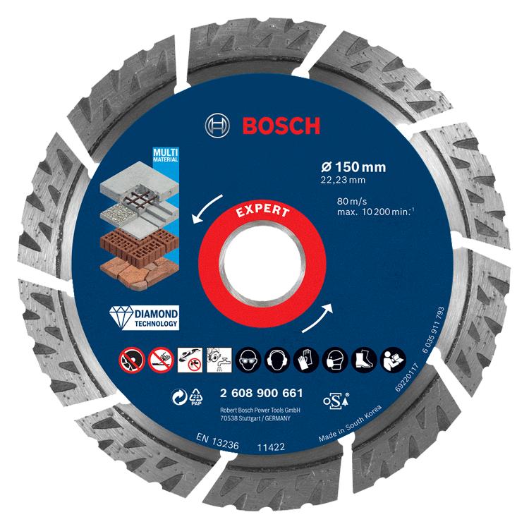 Bosch Professional Zubehör EXPERT MultiMaterial Diamanttrennscheiben, 150 x 22,23 x 2,4 x 12 mm (2608900661)