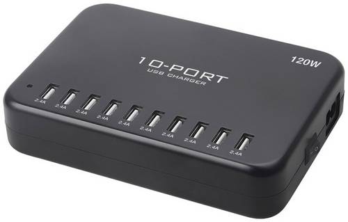 LVSUN 120W Smart 10-Port USB Ladestation 120W 10x USB-A Schwarz Innenbereich