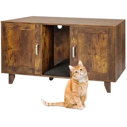 Relaxdays XXL Katzenschrank für Katzenklo Dunkelbraun