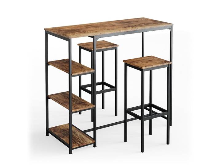 Set table bar étagères 2 tabs bar bois antique 120x105cm 120x105cm