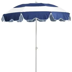 Sonnenschirm Follina aus robustem Polyester, modern neigbar, rund, blau weiß, Ø 180 cm