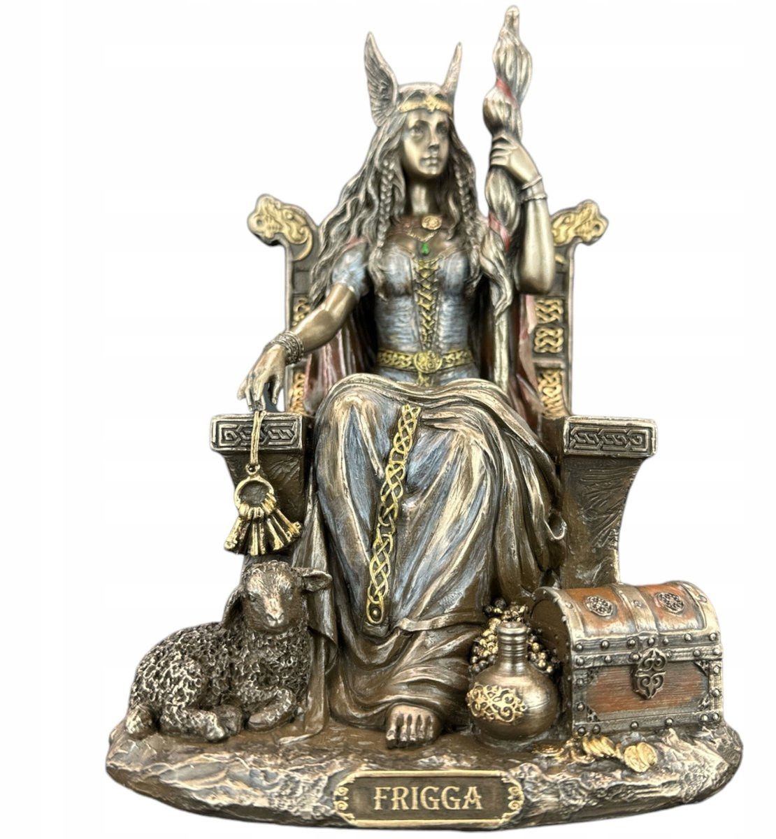Veronese Frigg Godin Troon Beeld Patronesse Huwelijk Brons