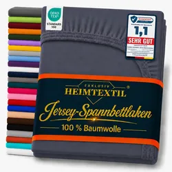 EXKLUSIV HEIMTEXTIL Jersey Spannbettlaken für Wasserbetten Rundumgummizug 200 x 220 cm Navyblau